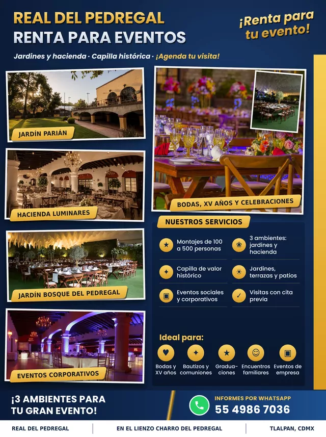 Anuncio Real del Pedregal: Jardín Parián, Hacienda Luminares y Jardín Bosque del Pedregal para bodas, XV años y eventos