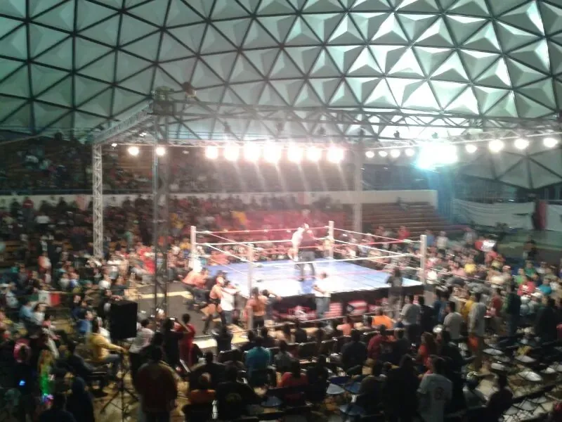 Ring de box y lucha con publico en una arena